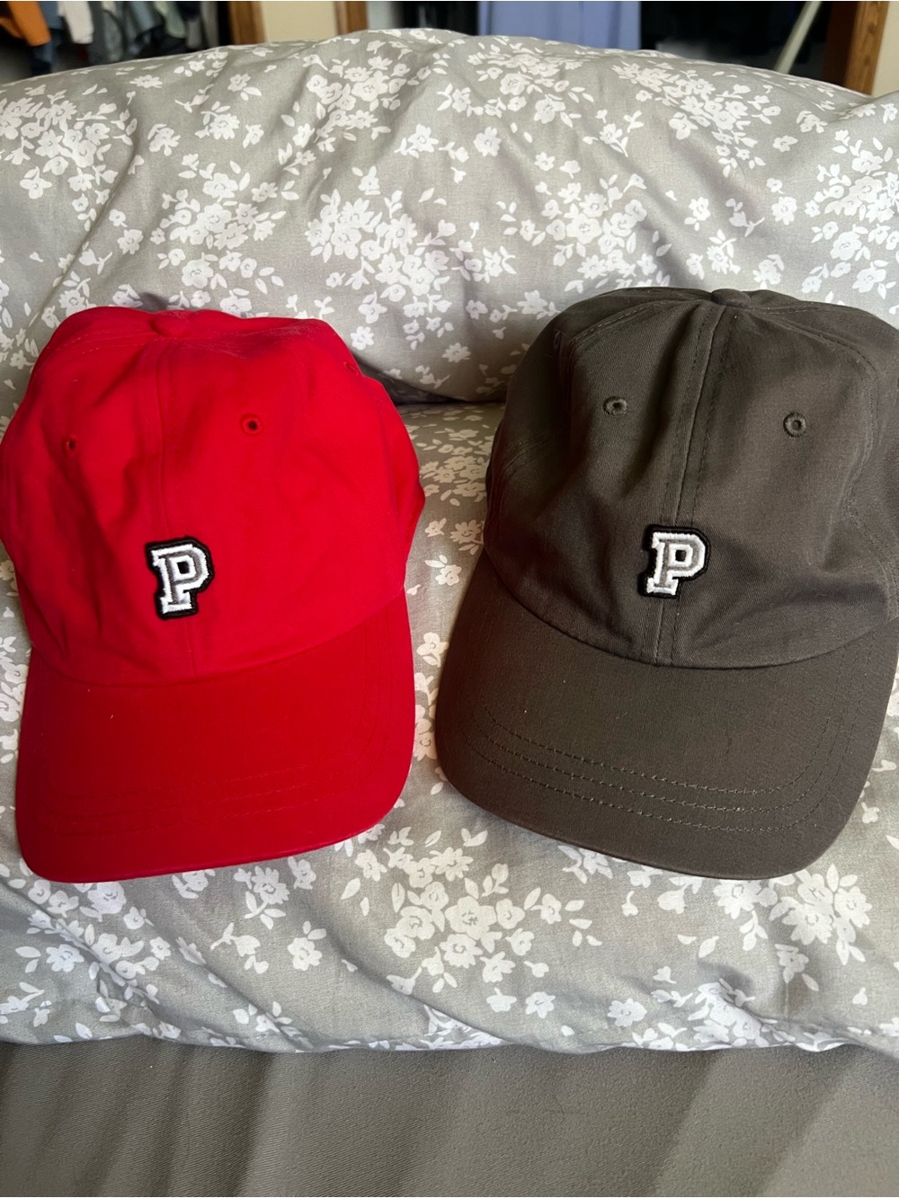 Victoria’s Secret Pink 2 Hats, Red & Gray, One Size, Adjustable, good/excellent